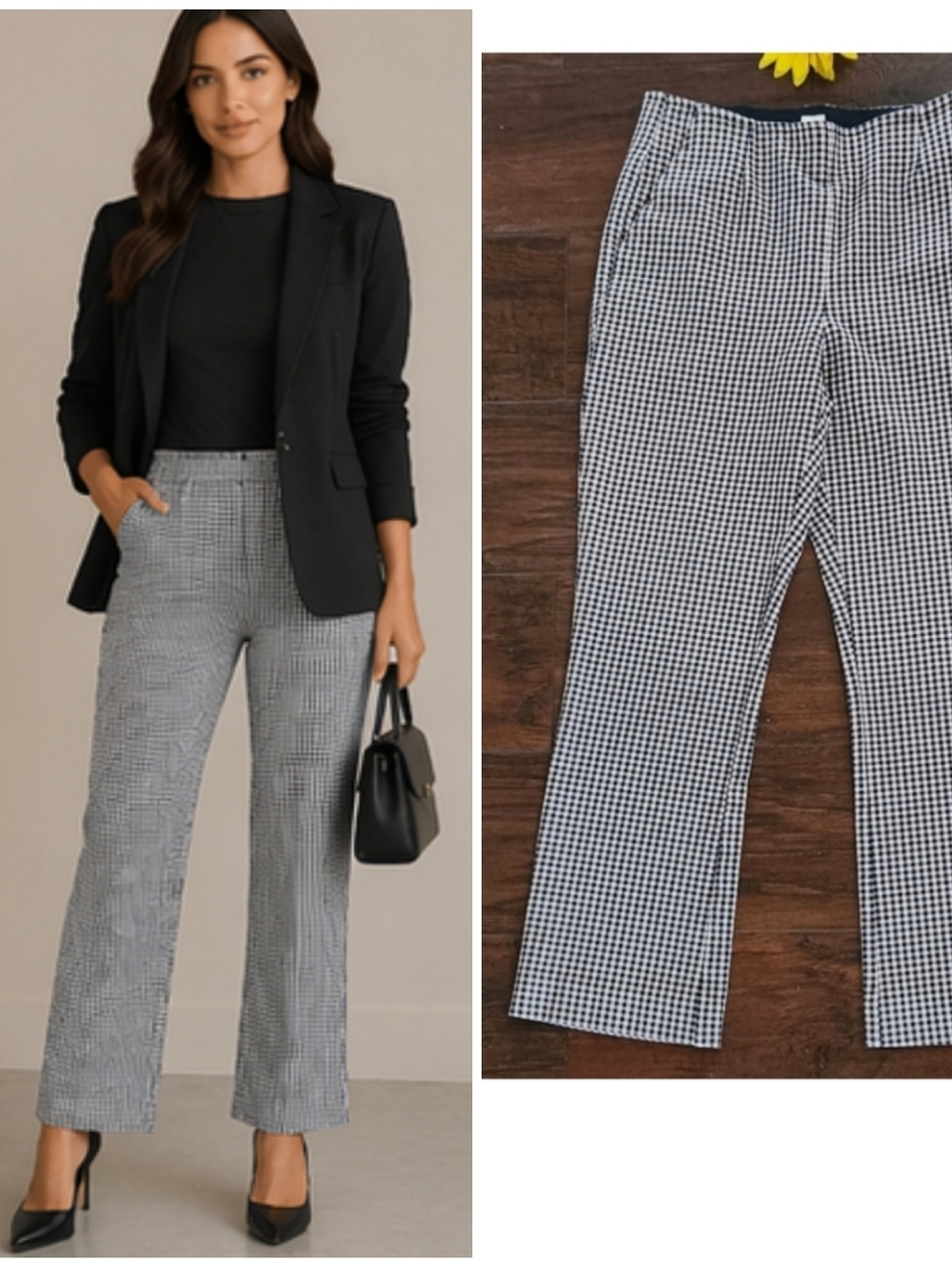 GAP Pull-On Crop Flare Pants | High Waist Elastic | Black White Gingham🌟